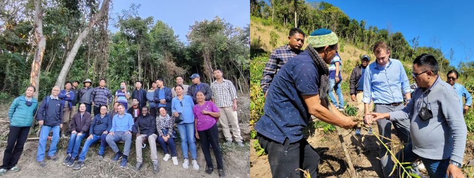 Country Director of IFAD, Han Ulac Demirag with others during the visit to project site at Nerhema and Gariphema village. (DIPR Photo) 